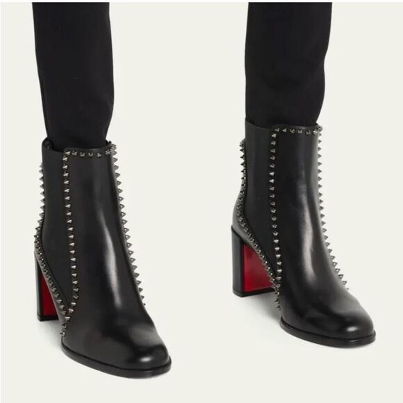 CHRISTIAN LOUBOUTIN Out Line Spikes Leather Chelsea Boots Size 39 US 8.5 Studded - Picture 2 of 12